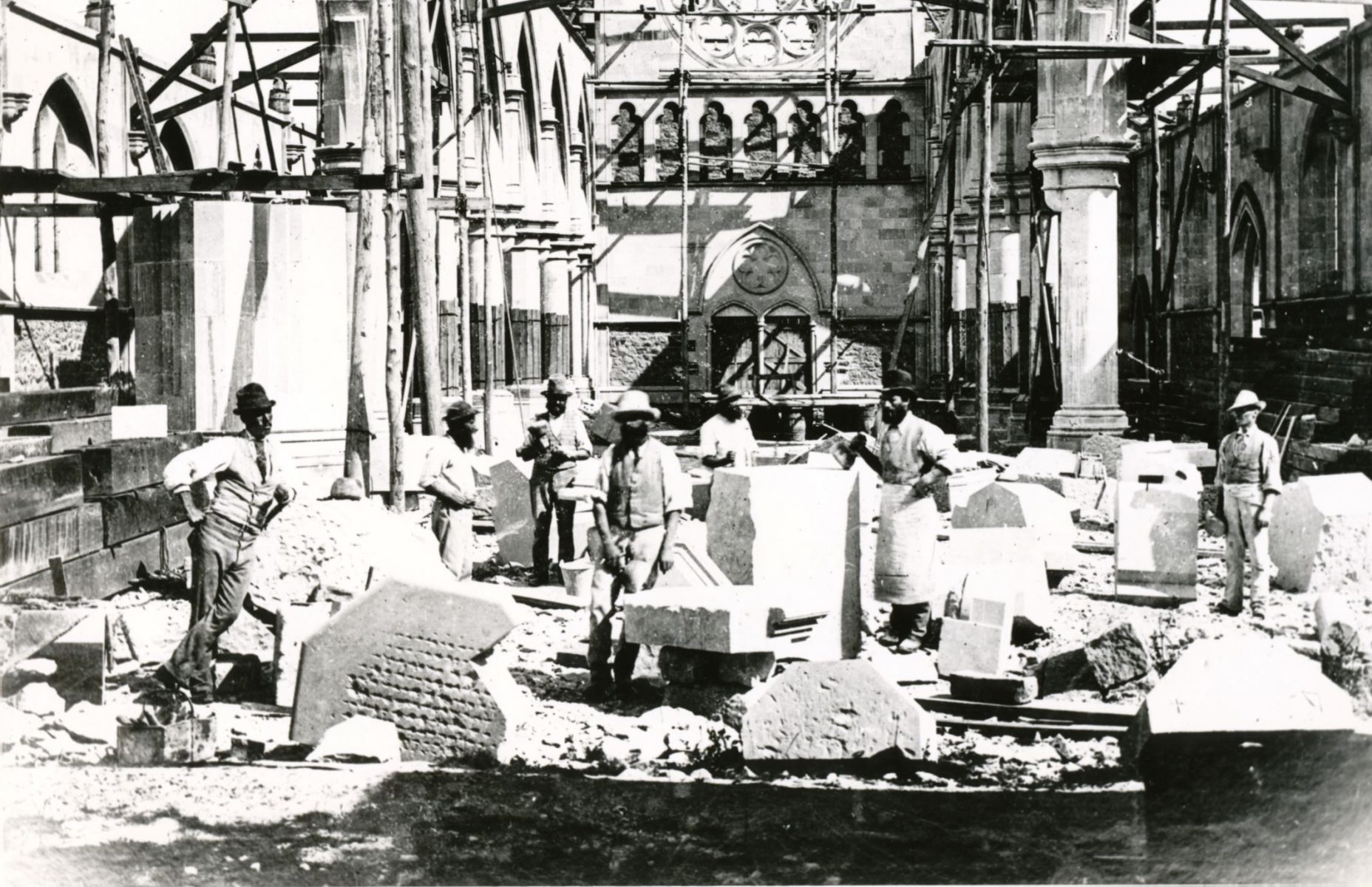 Interior of Christ Church Cathedral looking west, historic photograph